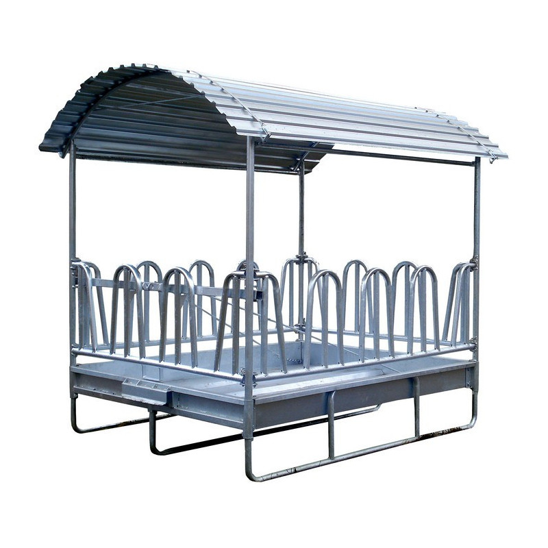 Cattle feeder square zinc plated with roof